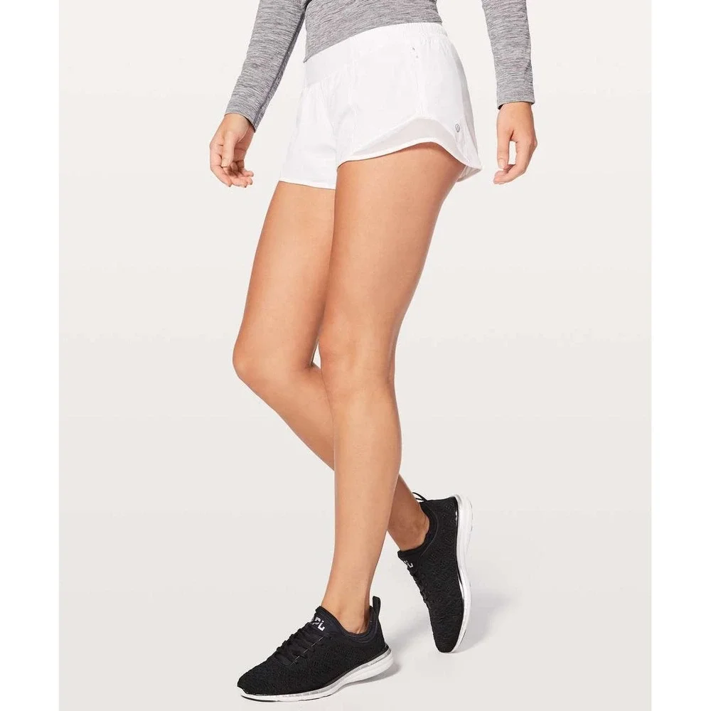 Lululemon Hotty Hot Short II 2.5 White Running Shorts Size 12 W8H01S